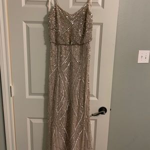 Adrianna papell pink sequence bridesmaid dress